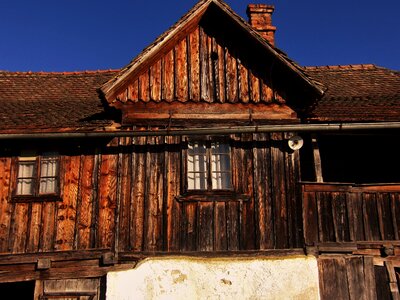 Timber façade farmhouse old photo