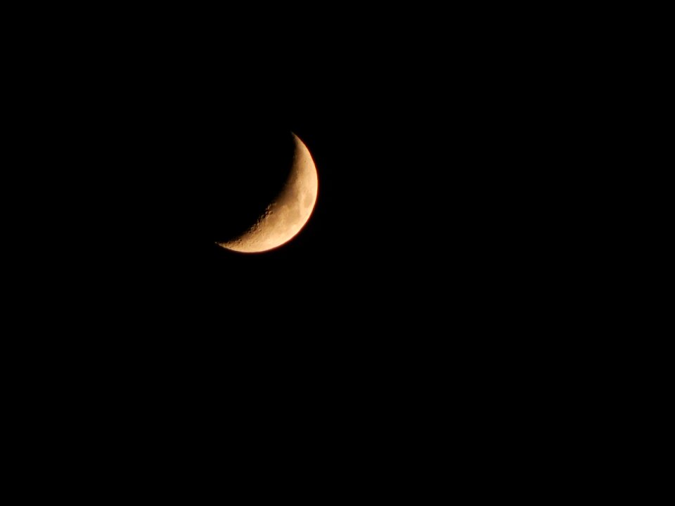 Crescent moon night sky