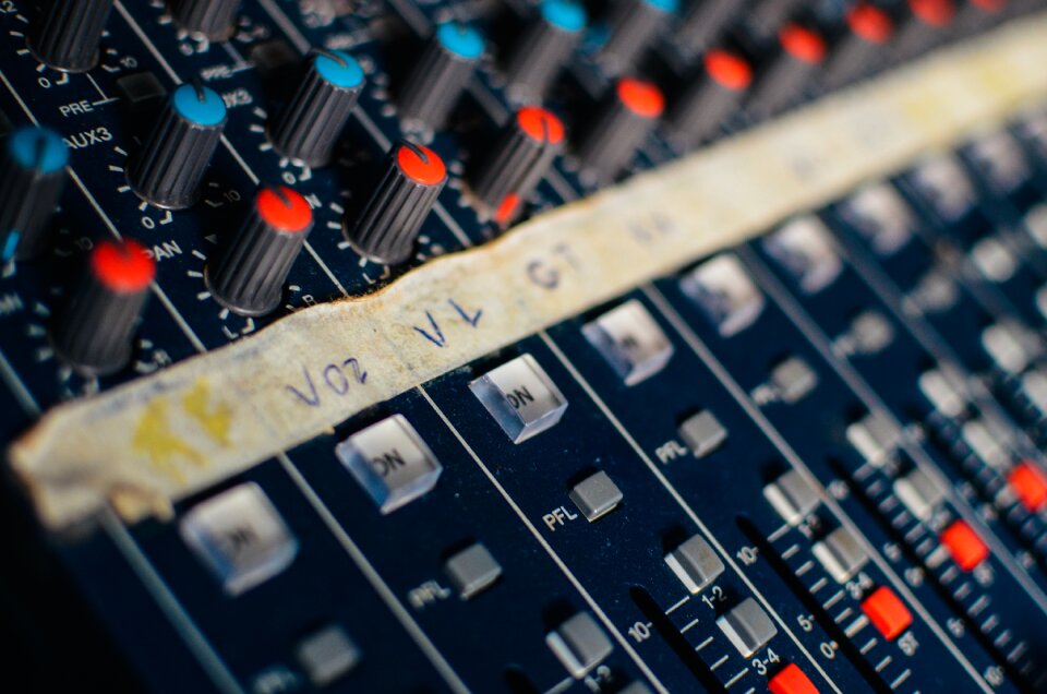 Audio equipment mixing board studio