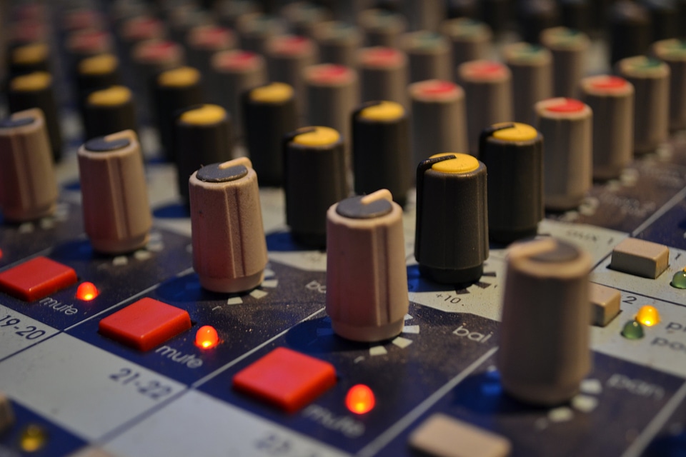 Audio equipment buttons sliders