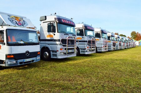 Circus on tour towing vehicles