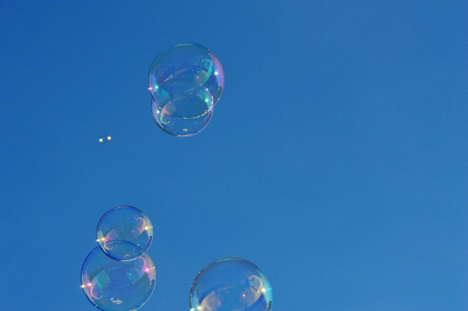 Soapy water make soap bubbles float photo