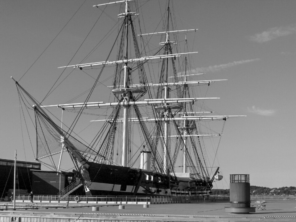 Sailboat three-master black and white