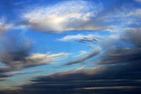 Blue clouds form evening sky
