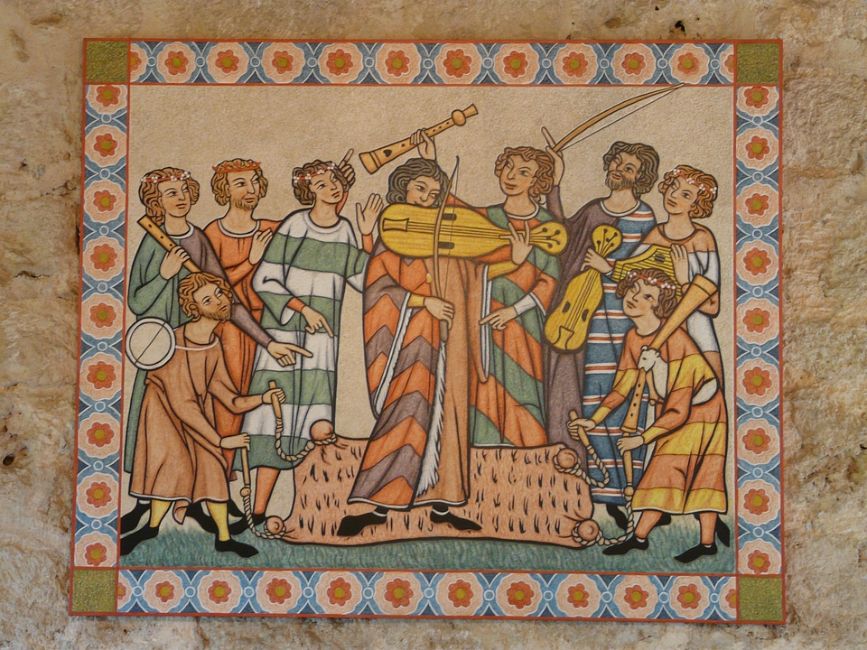Minne minstrel medieval scene