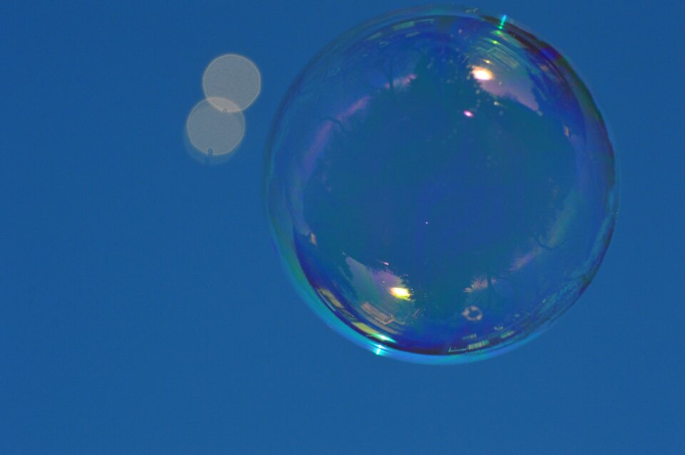 Soapy water make soap bubbles float photo