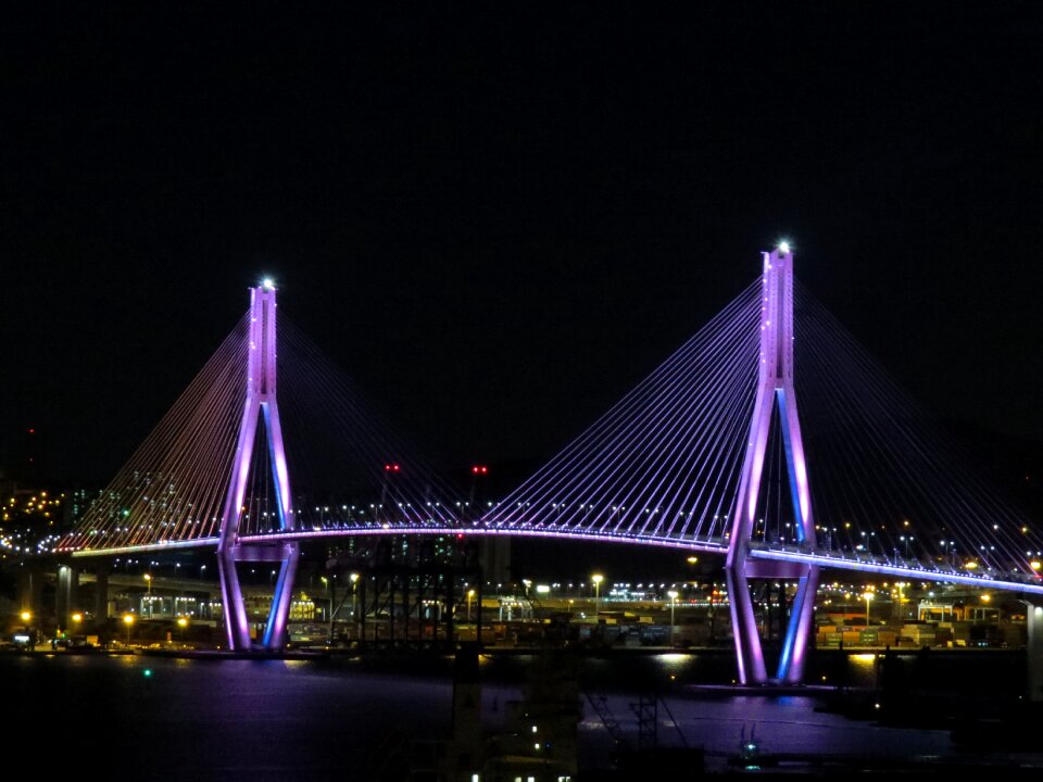 Bridge illumination sea the night sea