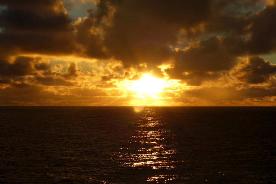 Sunset sea distant