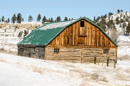 Winter weathered barn wood photo