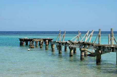Boardwalk blue beach