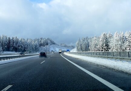 Snow road away