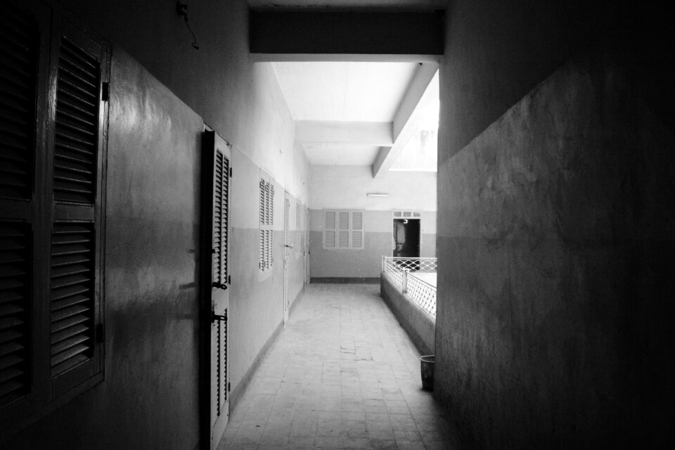 Black and white corridor