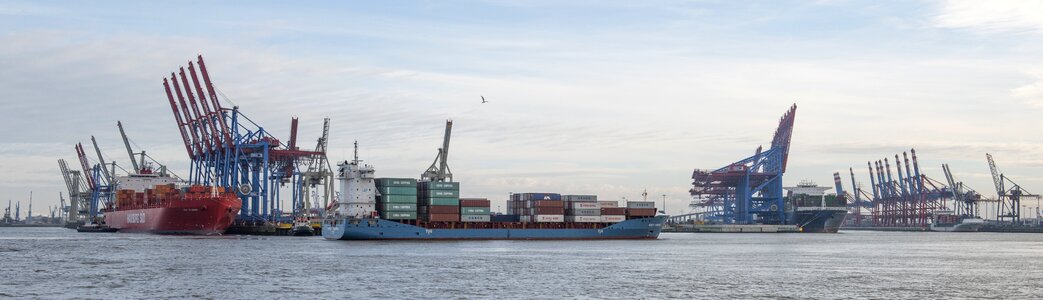 Cranes freighter sea photo