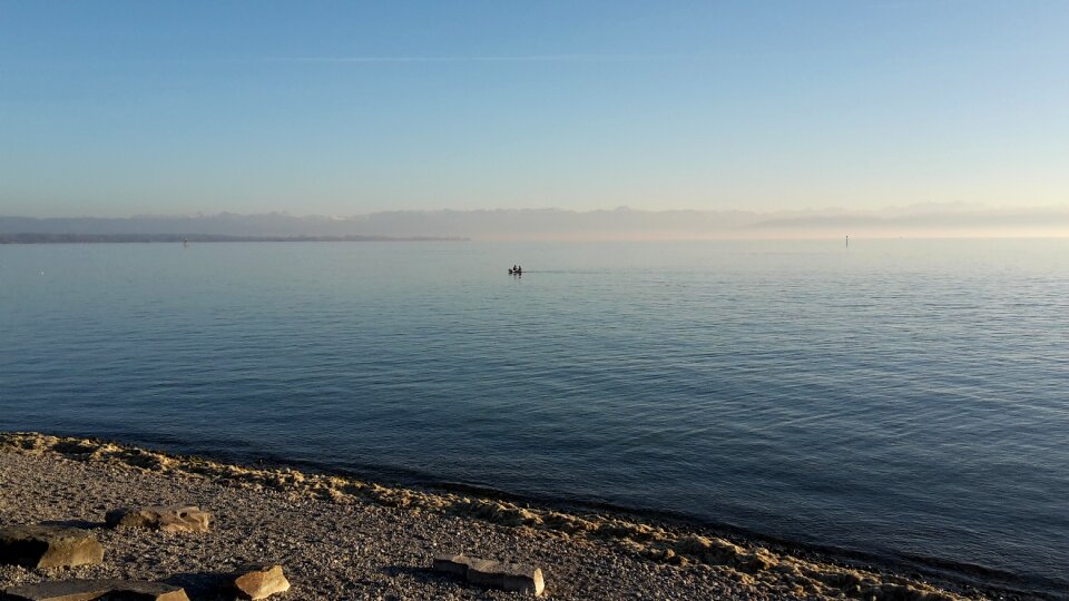 Afternoon winter still water