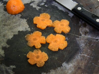 Radish flowers vegetable chopping block