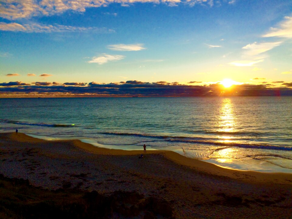 Sunset beach sand ocean