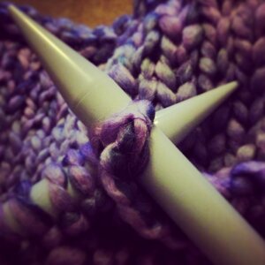 Knitting needles wool yarn photo