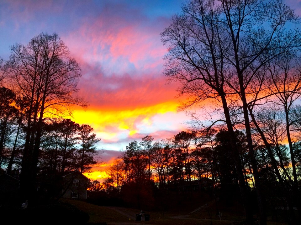 Scenic sunrise landscape evening photo