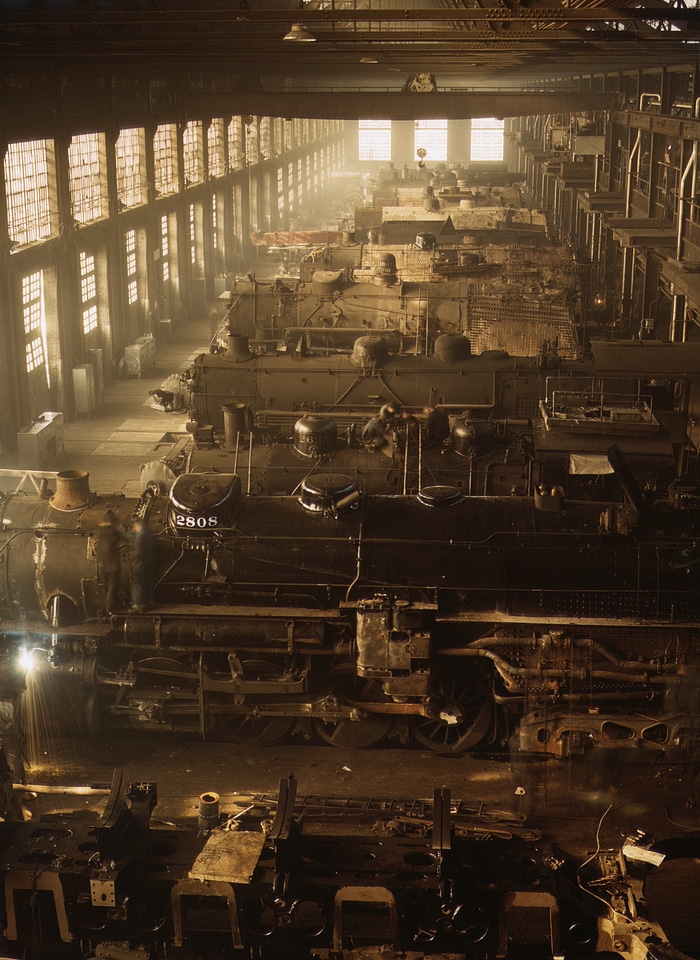 Black and white factory industrialization