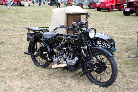 Motorcycle with side-car antique engine oldtimer