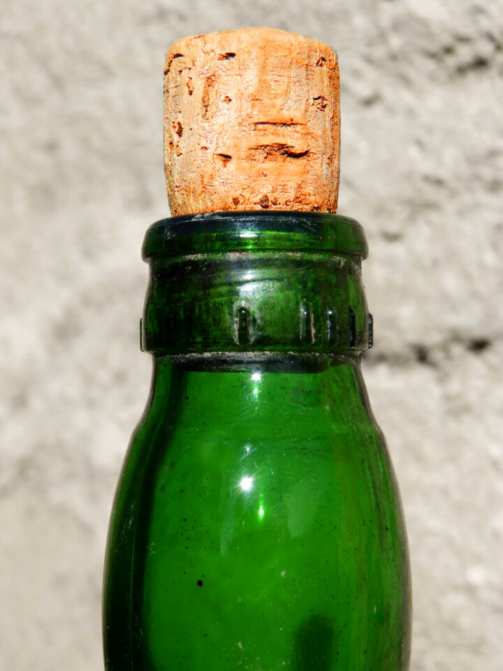 Cork bottle neck green glass