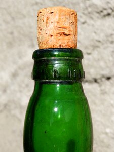 Cork bottle neck green glass photo