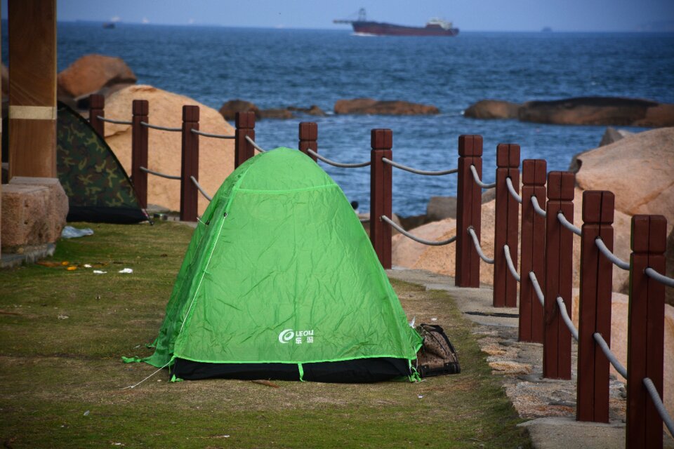 Tent sea view early in the morning