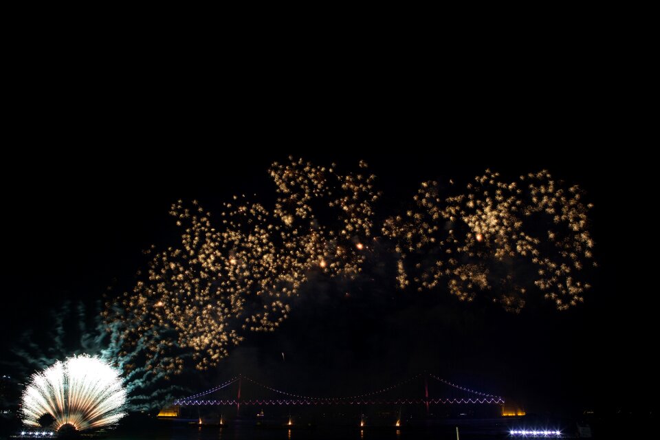 The night sky sea bridge