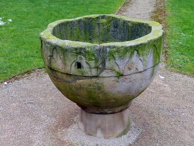 Courtyard baptismal font historically photo