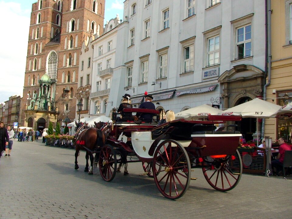 Main market square horse-drawn carriage mary's church