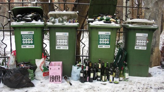 Recycling waste disposal glass container