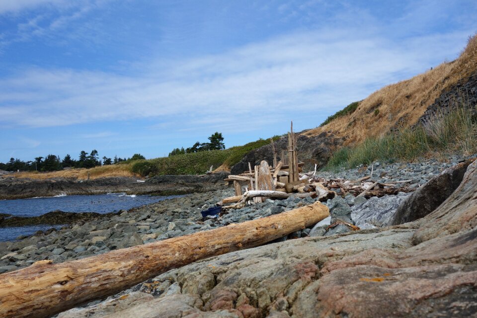 Shore landscape stone beach