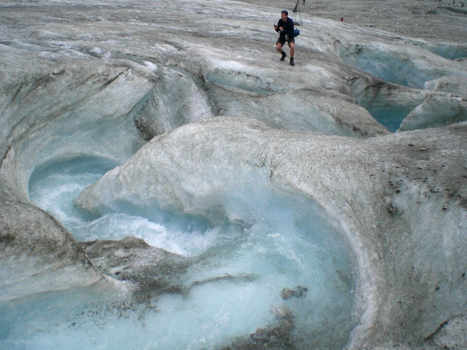 Blue waterfall pasterze glacier