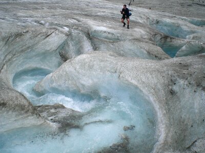 Blue waterfall pasterze glacier