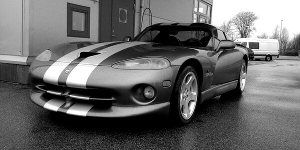 Viper sports car black and white