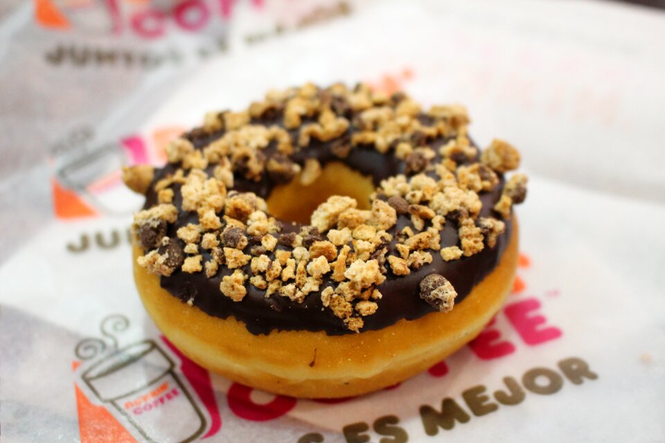 Frosting chopped hazelnuts fast food