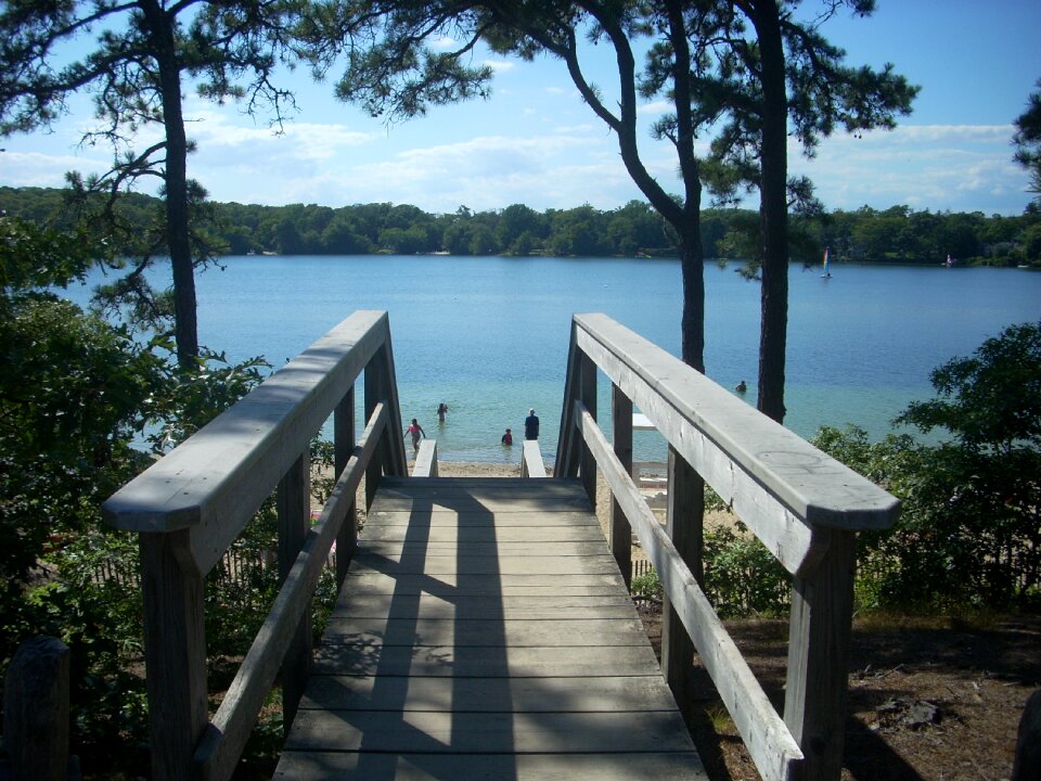 Wooden stairs landscape cape cod lake