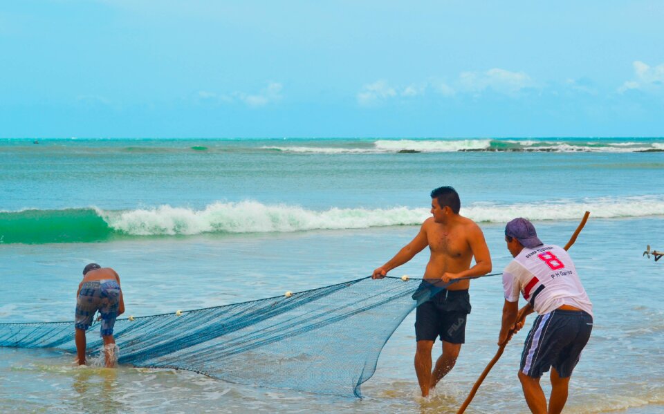 Fishing boat blue sky beach