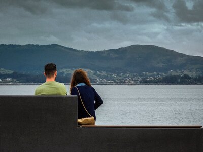 Sunset sea sitting