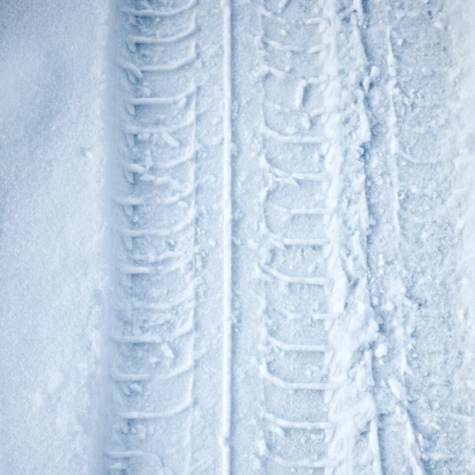 Car on road winter wheels