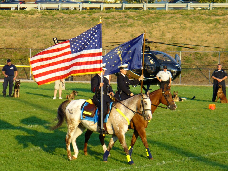 American flag indiana flag horses