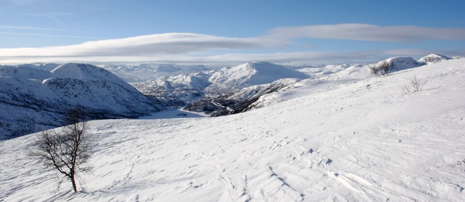 Snow mountain landscape photo