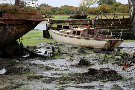 Wooden sunk boats