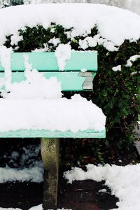 Snowy bench cold photo