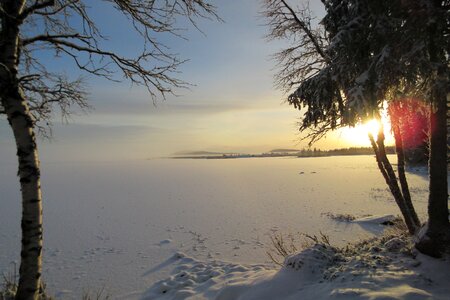 Snow sunset landscapes