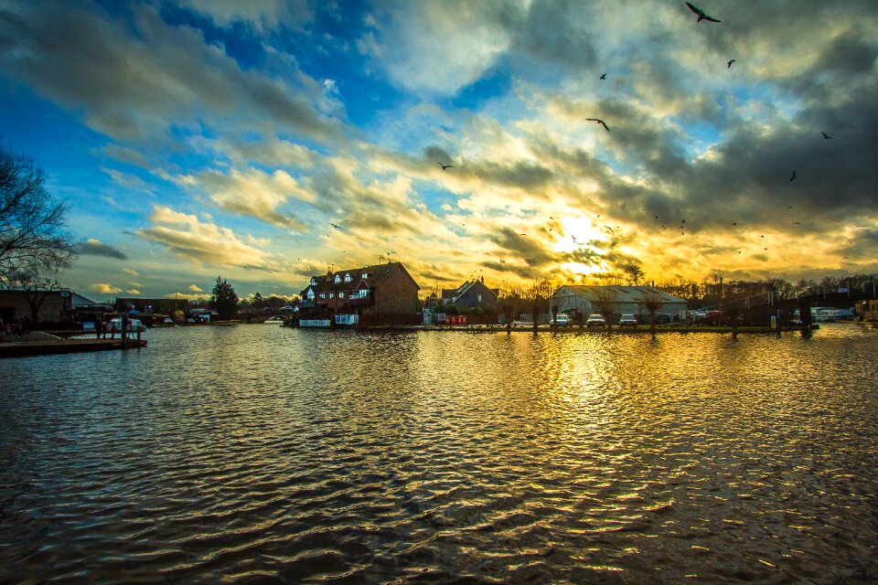 River winter sunset