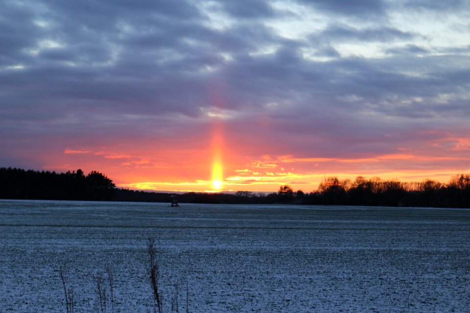 Sunset sunbeam winter