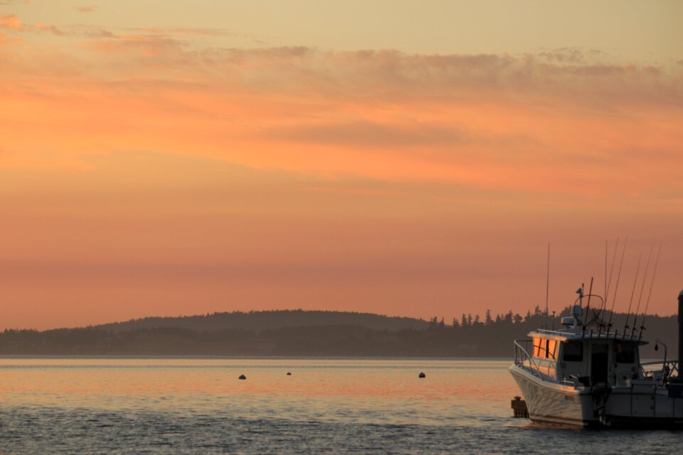 Sunset harbor ship