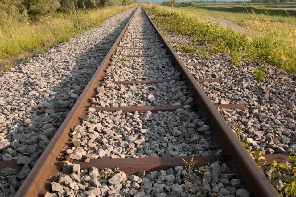 Railway tracks track bed distant