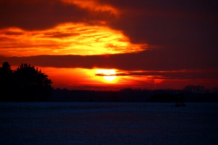 Snow wintry afterglow photo